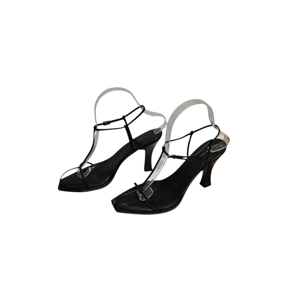 SOLD The Row Minimalist Quiet Luxury Black Leather T-Strap Strappy Sandals Heels - Picture 3 of 11